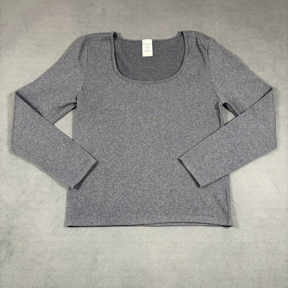 No Boundaries Long Sleeve Top Womens XXL Gray Ribbed Scoop Neck Shirt